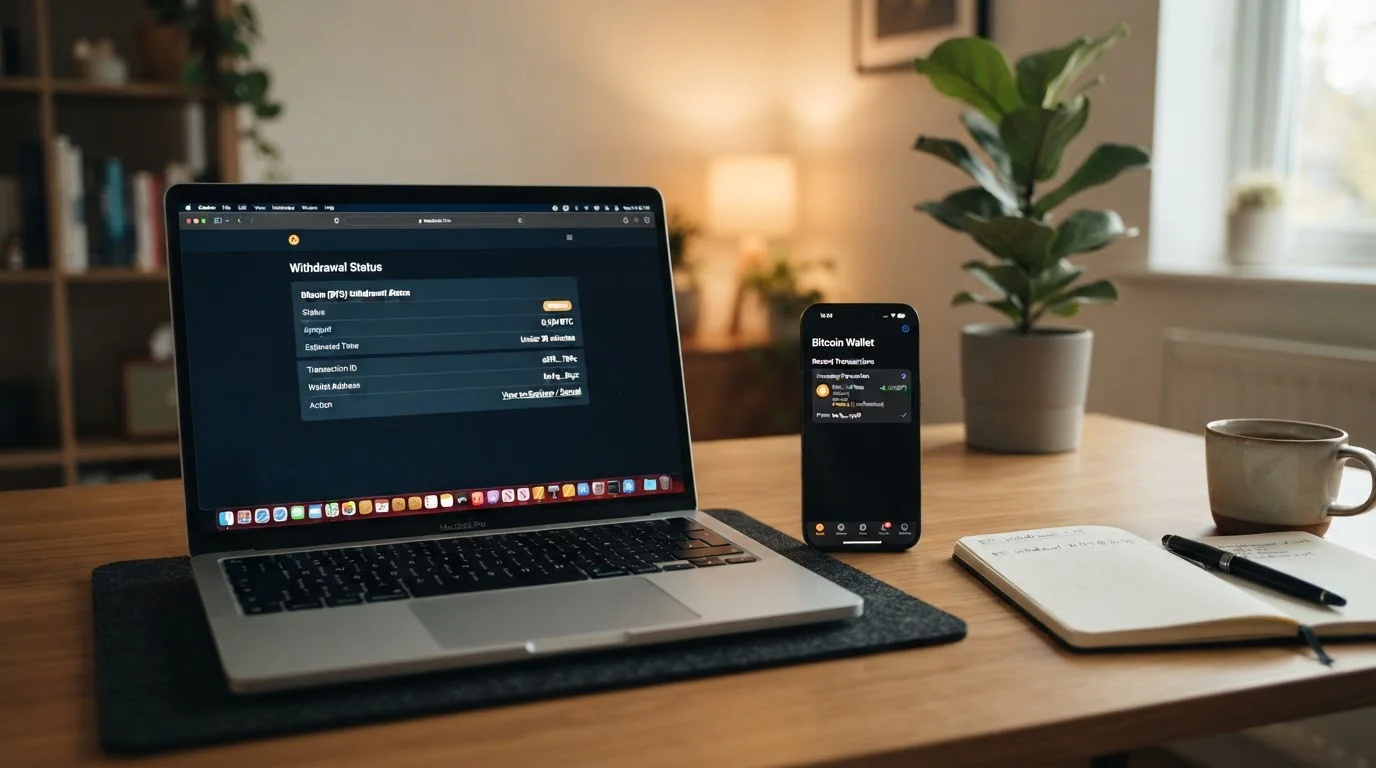 Bitcoin cryptocurrency wallet showing fast withdrawal confirmation at offshore casino within 30 minutes