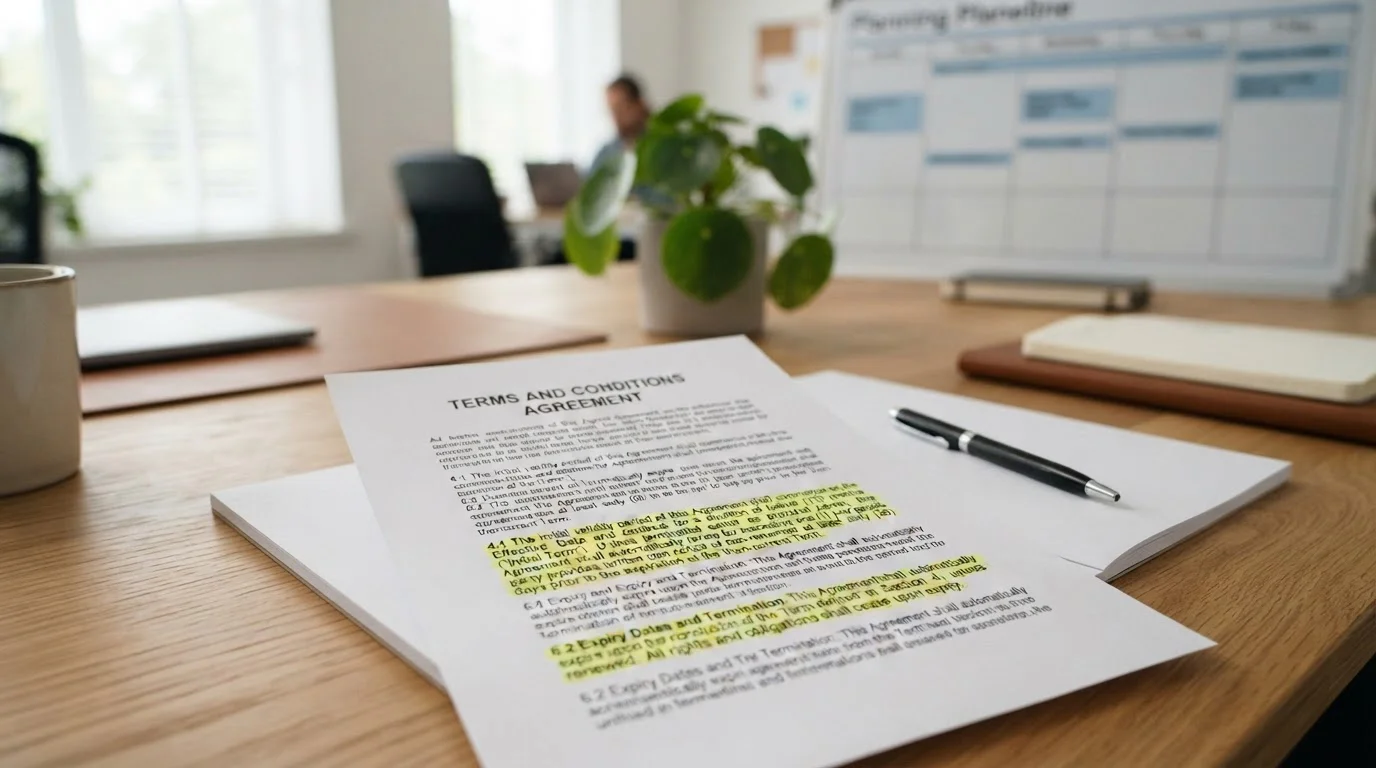 Desktop with bonus terms document and expiry calendar highlighted