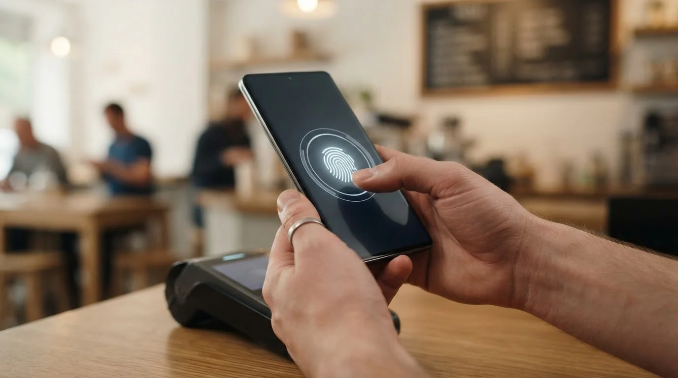 Smartphone showing casino deposit via Apple Pay with biometric authentication