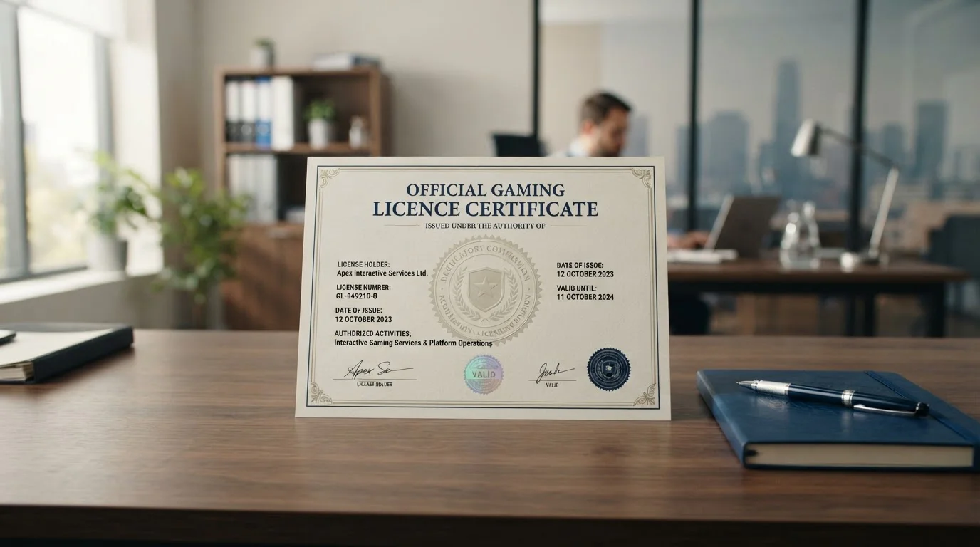 Document showing Curaçao gaming licence with generic regulatory seal