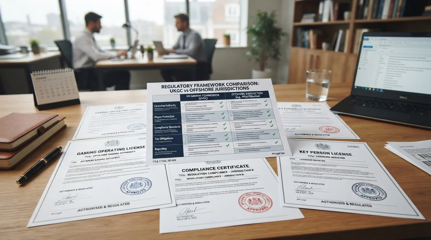 Document showing offshore casino licensing jurisdictions and regulatory comparison
