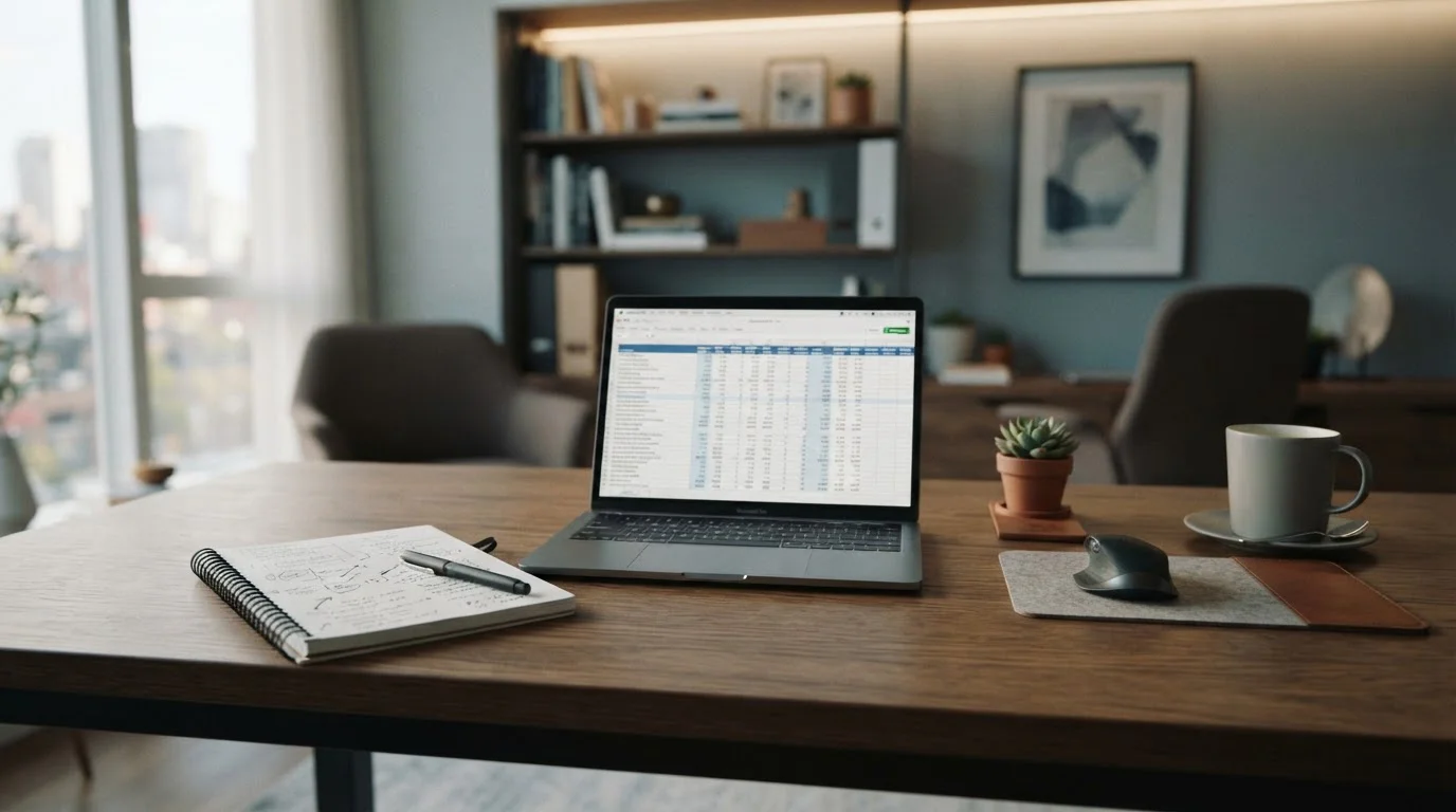 Offshore casino comparison table displayed on laptop screen in modern office
