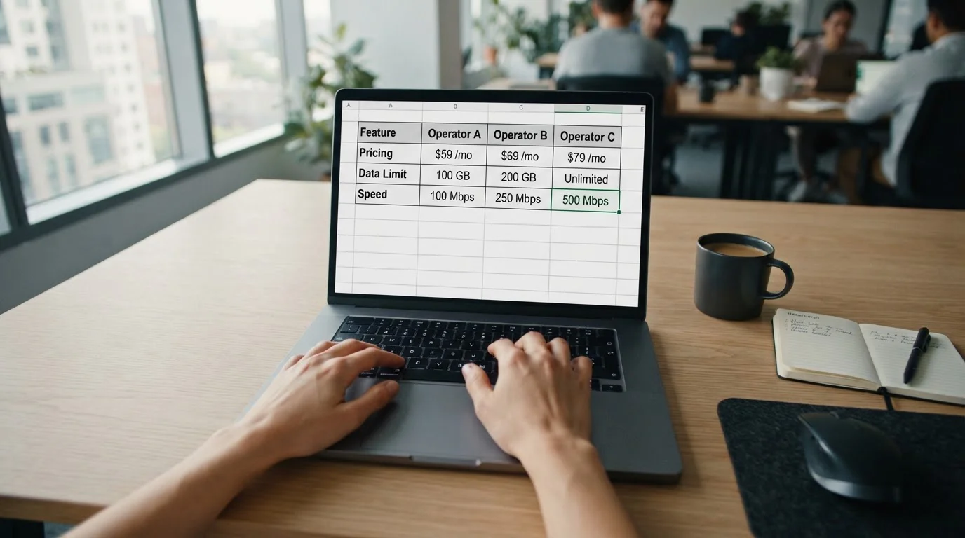 Laptop displaying comparison table of low minimum deposit casino operators