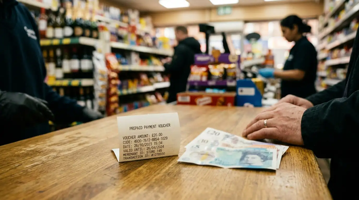 Paysafecard voucher purchased at retail shop with cash for anonymous casino deposits