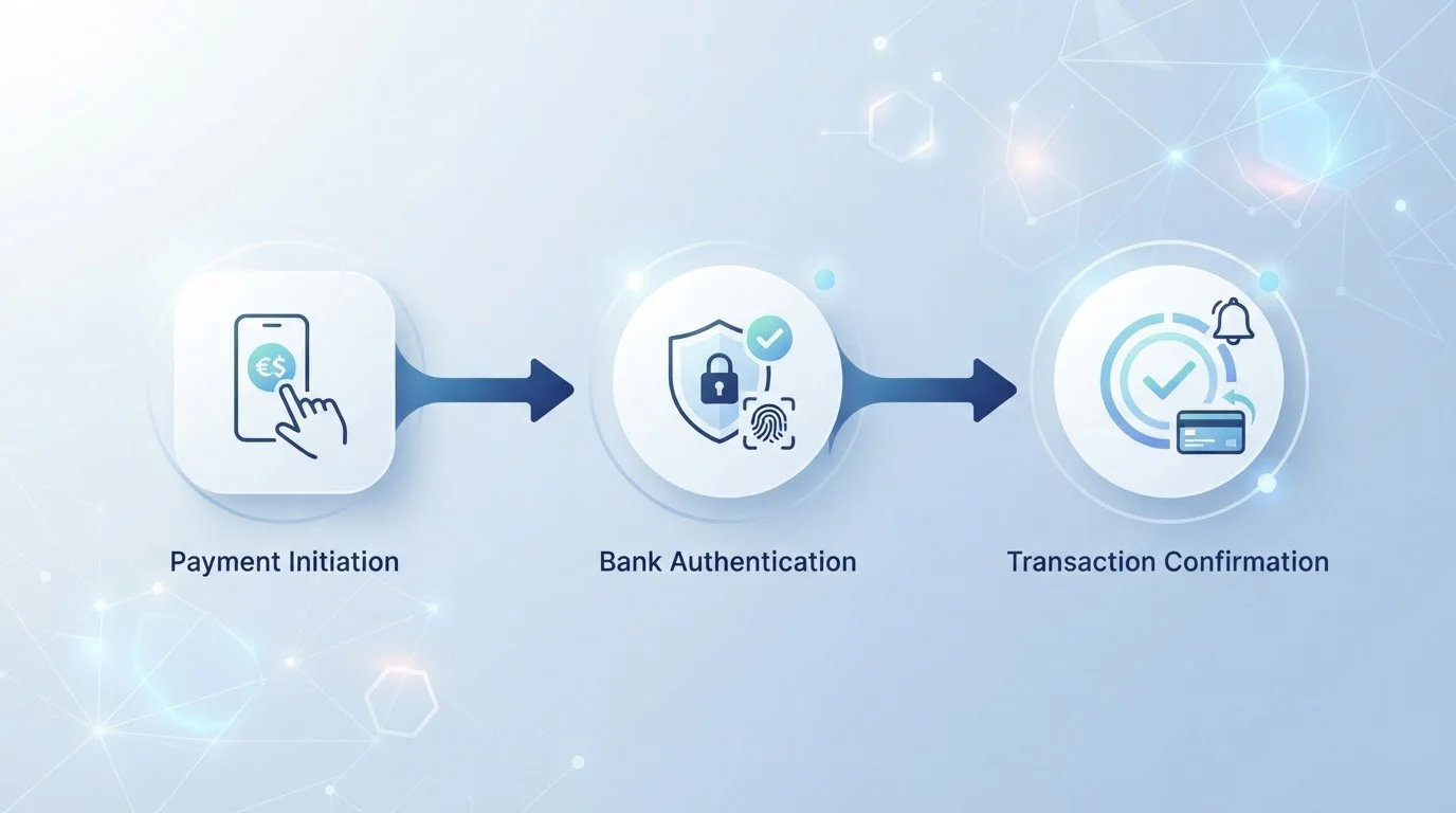 Step-by-step deposit flow showing Trustly open banking authentication