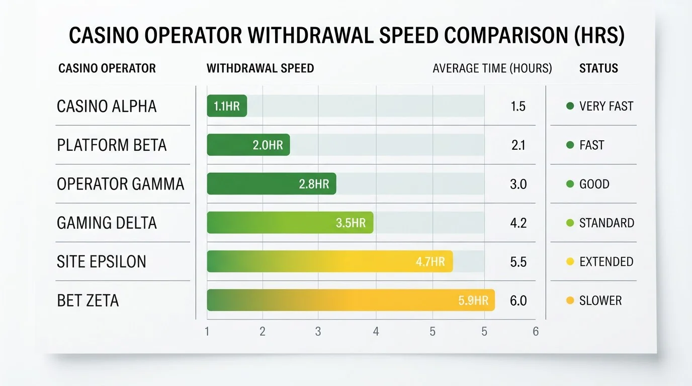 Comparison chart showing UK casino operators with MuchBetter withdrawal speeds