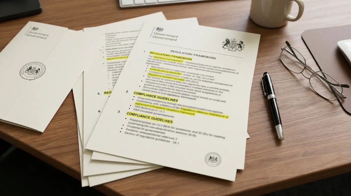 UK Gambling Commission regulatory document with marked sections
