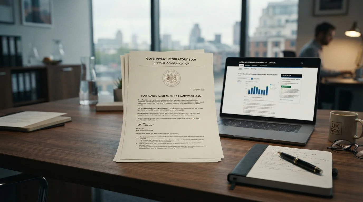 UK regulatory documents showing official government letterhead