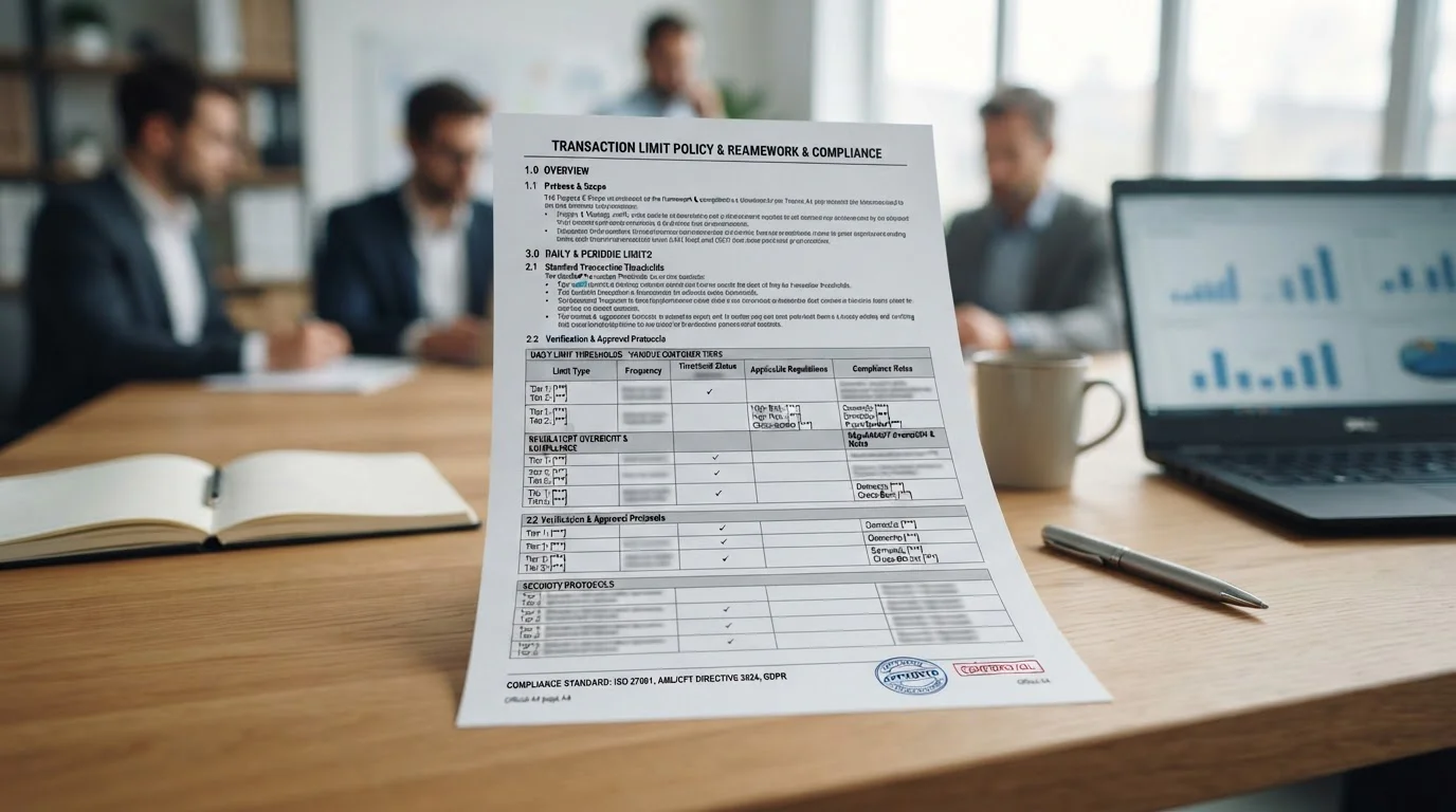 Document showing deposit limit regulations and transaction caps