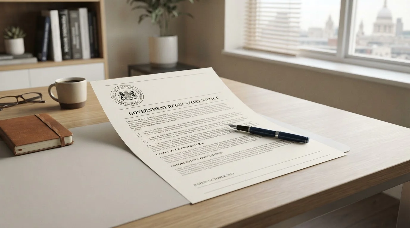 UK Gambling Commission regulatory document on desk with official seal