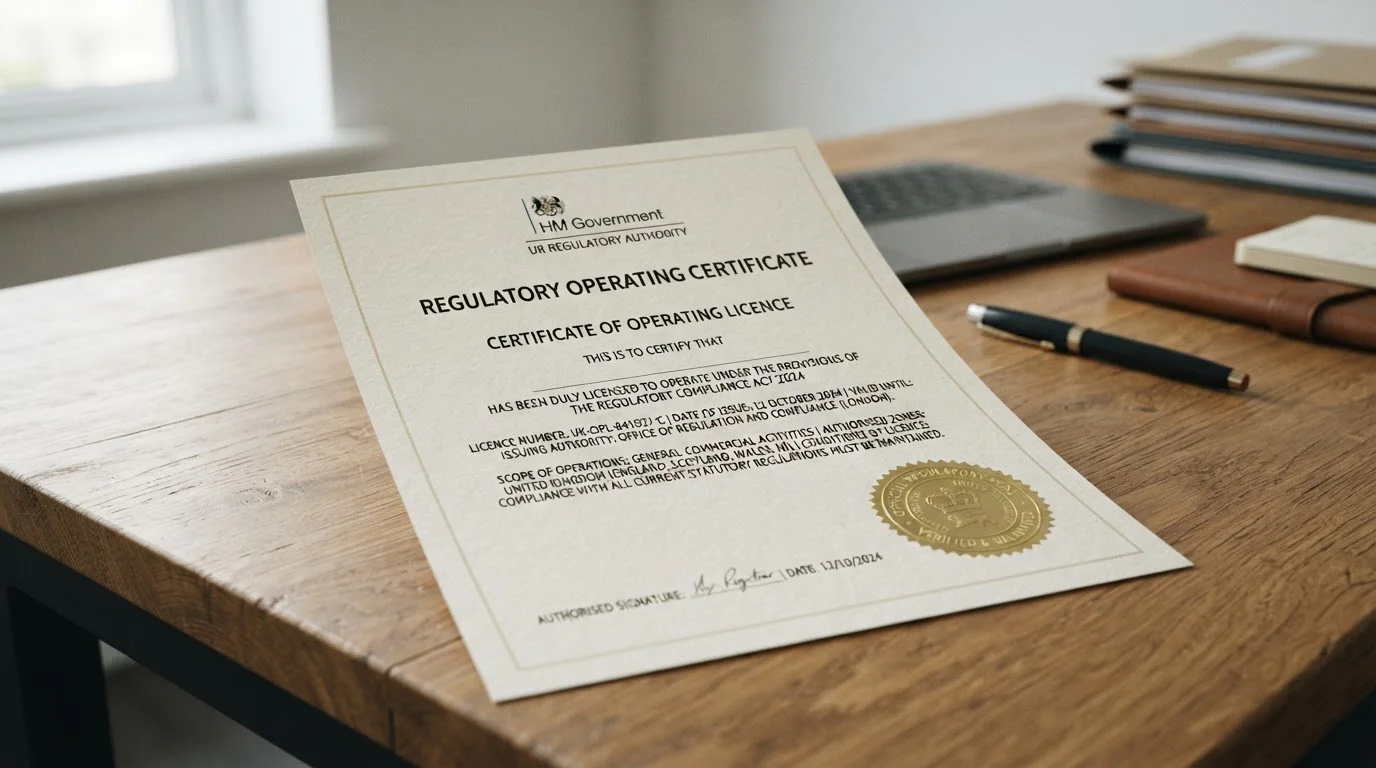 Official UK Gambling Commission licensing document with verification seal