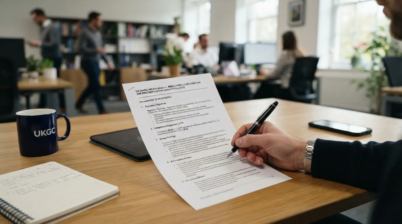UK Gambling Commission regulatory document being reviewed on desk
