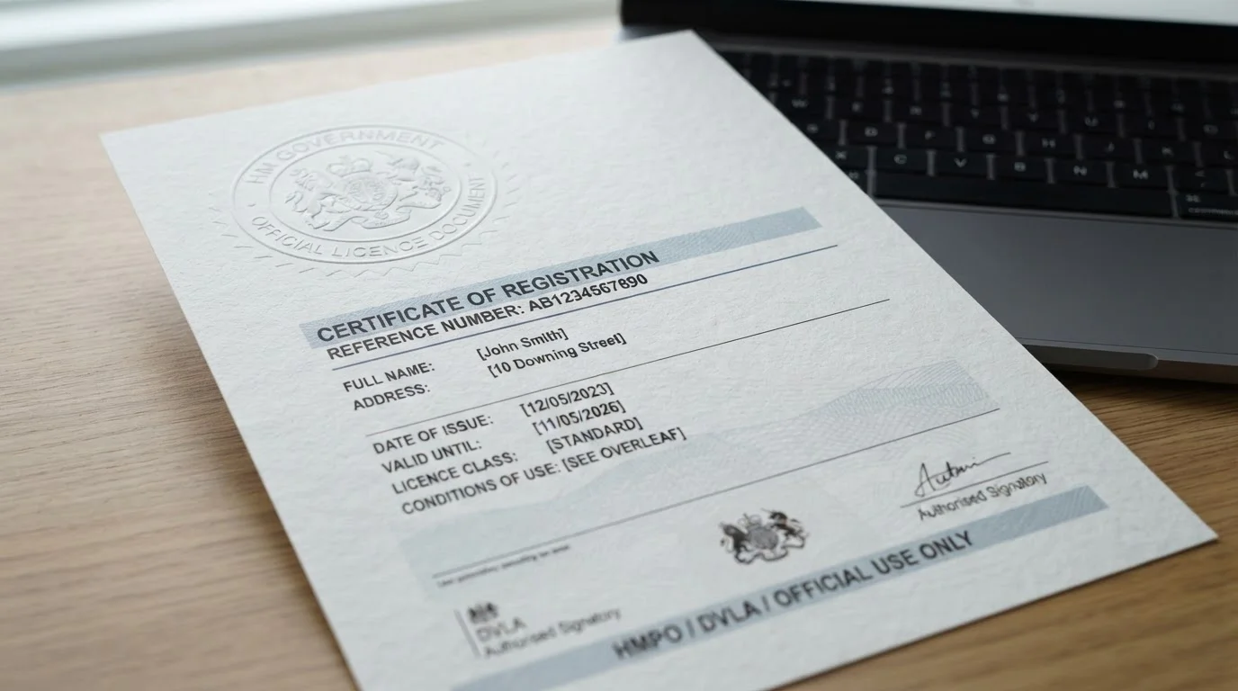 UK Gambling Commission licence document with official seal