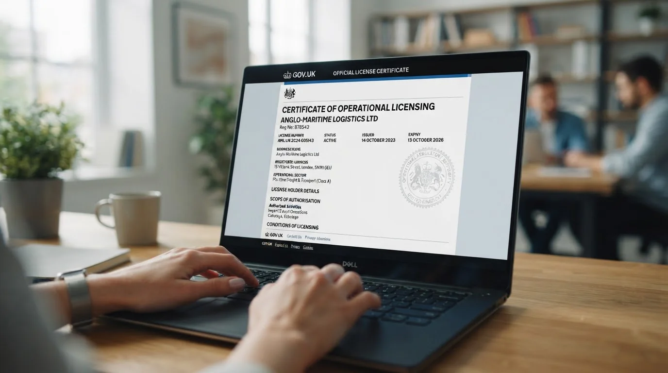 UK Gambling Commission licence certificate displayed on laptop screen