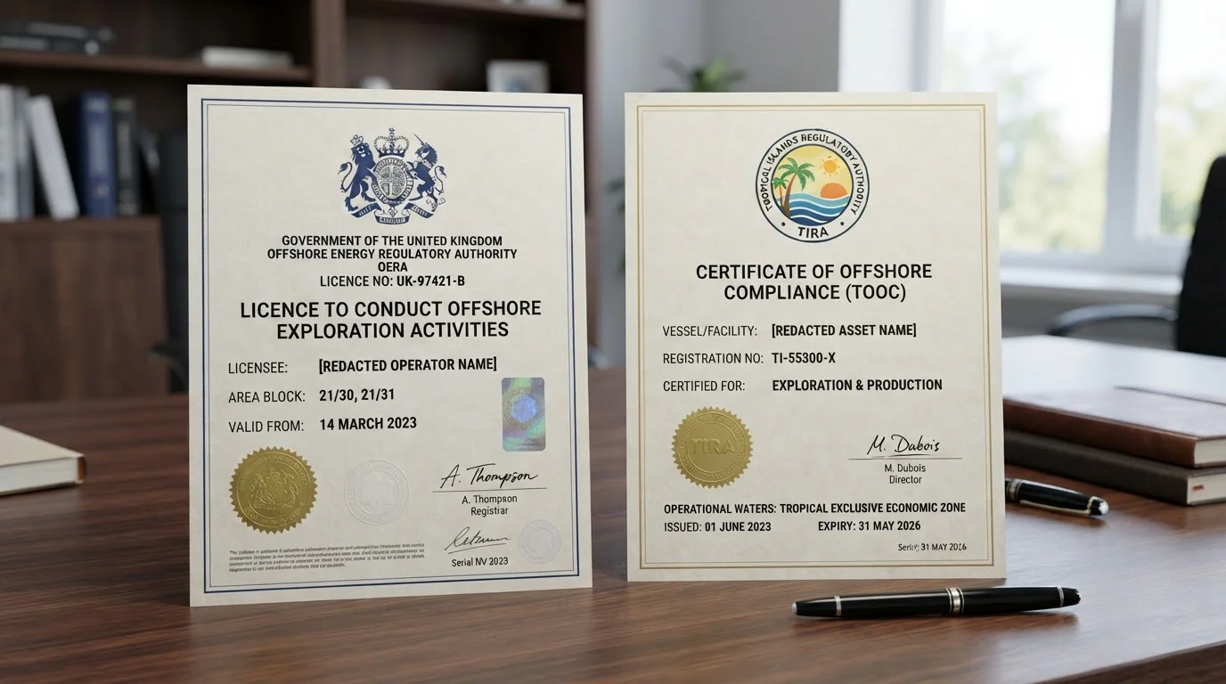 UKGC licence document next to offshore Curacao licence comparison