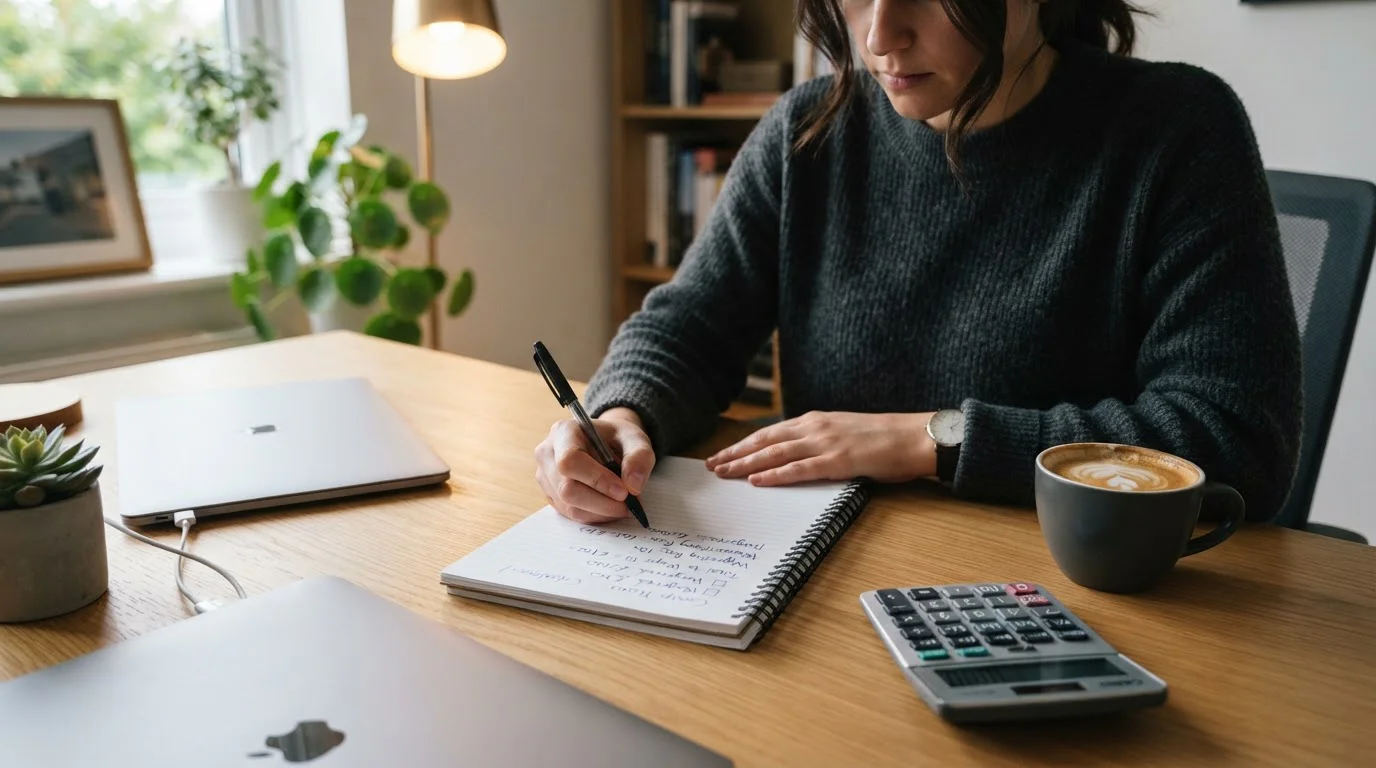 Calculator and notepad showing wagering requirement calculations for £10 casino bonus